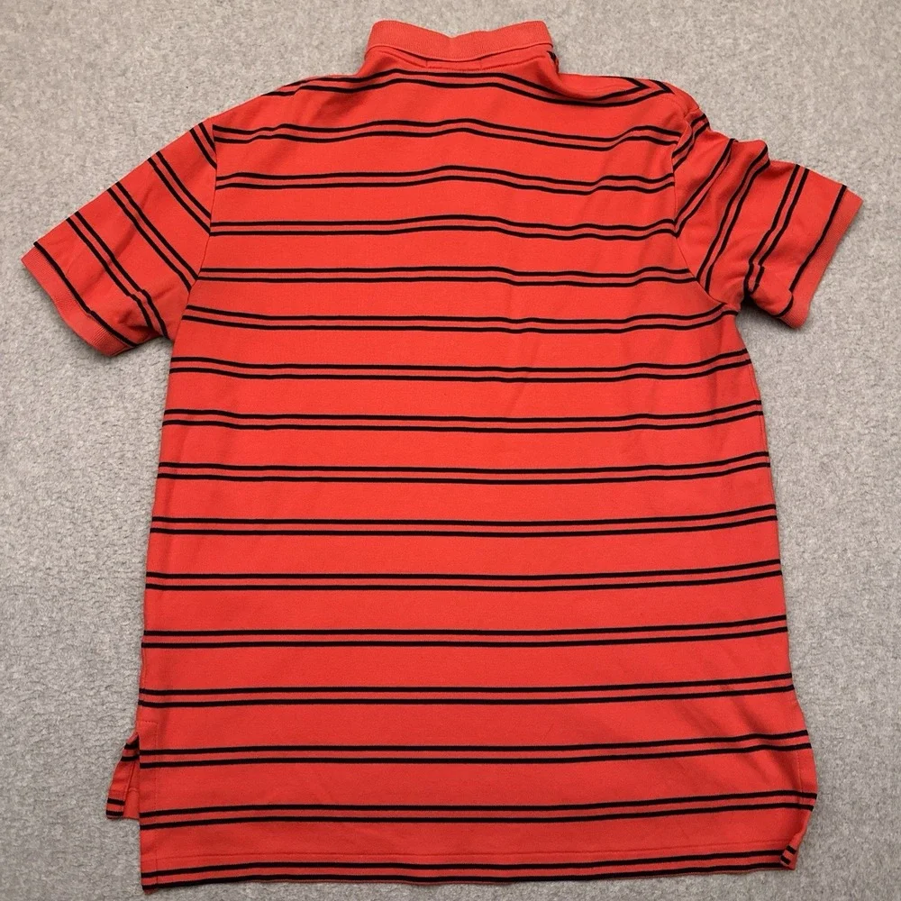 Vintage Polo Ralph Lauren Polo Shirt Men's L Red/Orange Striped 100% Cotton Golf